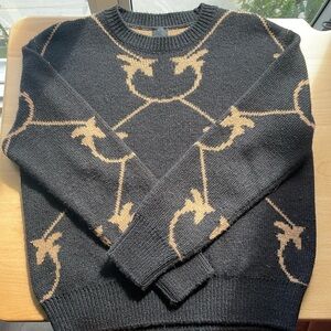 PINKO Abbey Road Logo Alpaca-blend Jumper/sweater In black/ tan